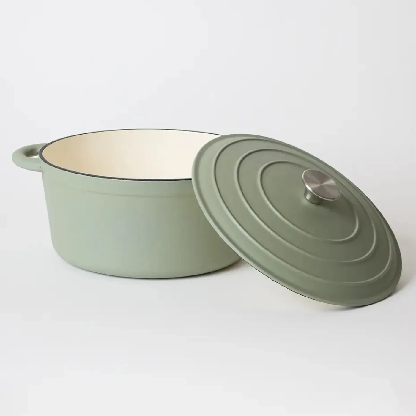 George Collective - Cast Iron Round Casserole 28cm - Matte Sage/Silver Lid — изображение 2