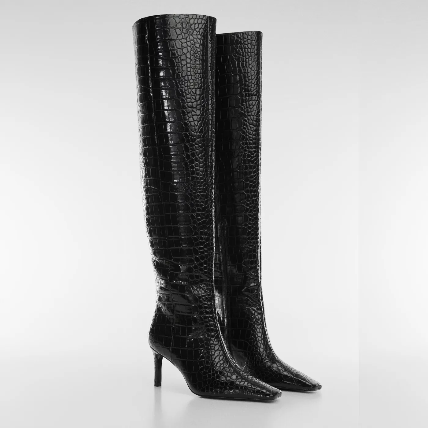 Black Croc-Effect Based Stiletto Boots — изображение 2